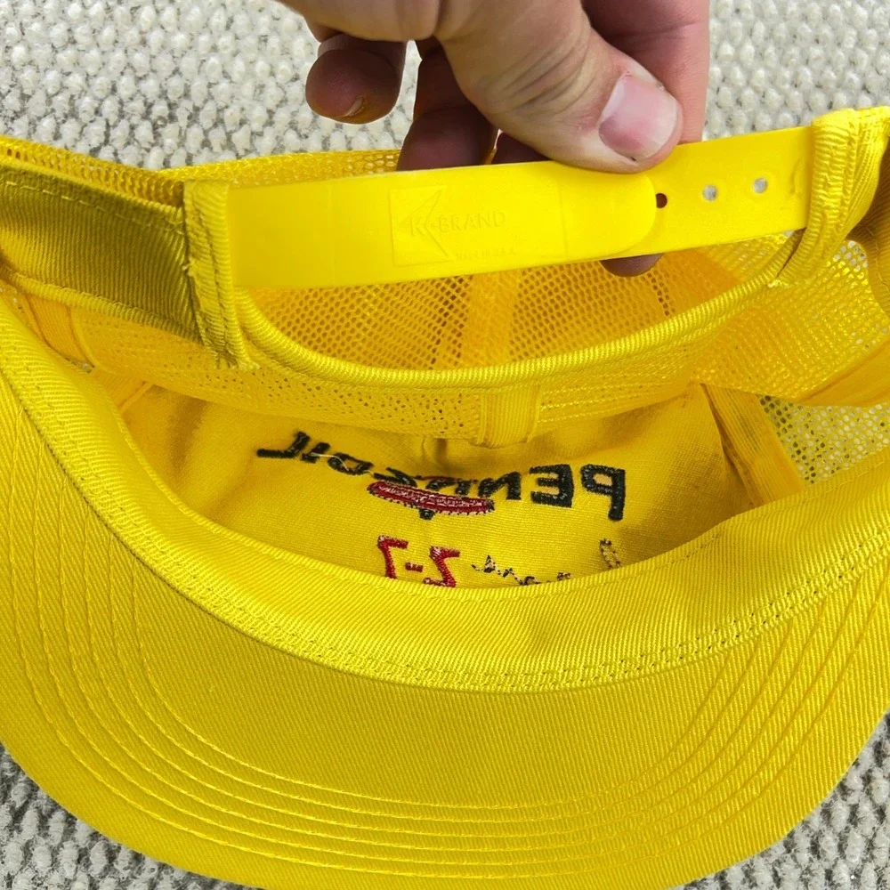 Vintage Pennzoil Racing Hat Cap Strap Back Yellow 90s USA Motor Oil K‎ Brand Z-7